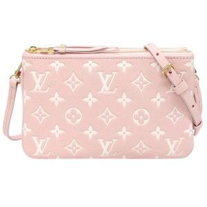 Louis Vuitton Pochette Double Zip Rose Implant Leather Pink Clutch Bag
